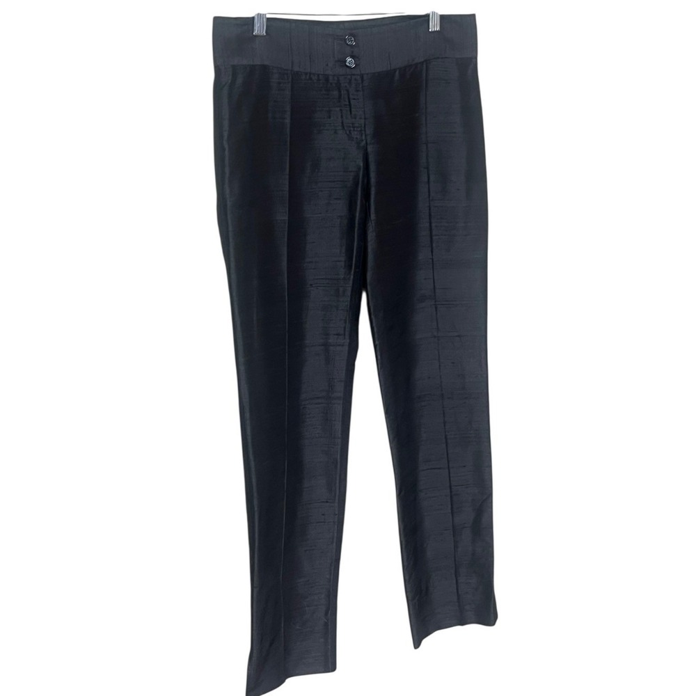 Dolce & Gabbana Black Raw Silk Straight Leg Trousers Made in Italy Low Rise 30